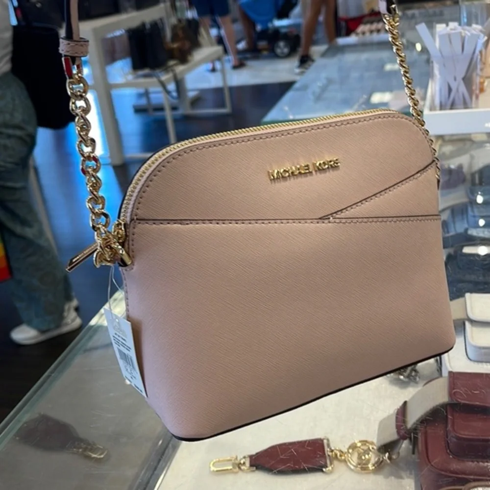 MICHAEL KORS Jet Set Travel Medium Dome Crossbody Bag Powder Blush  NWT